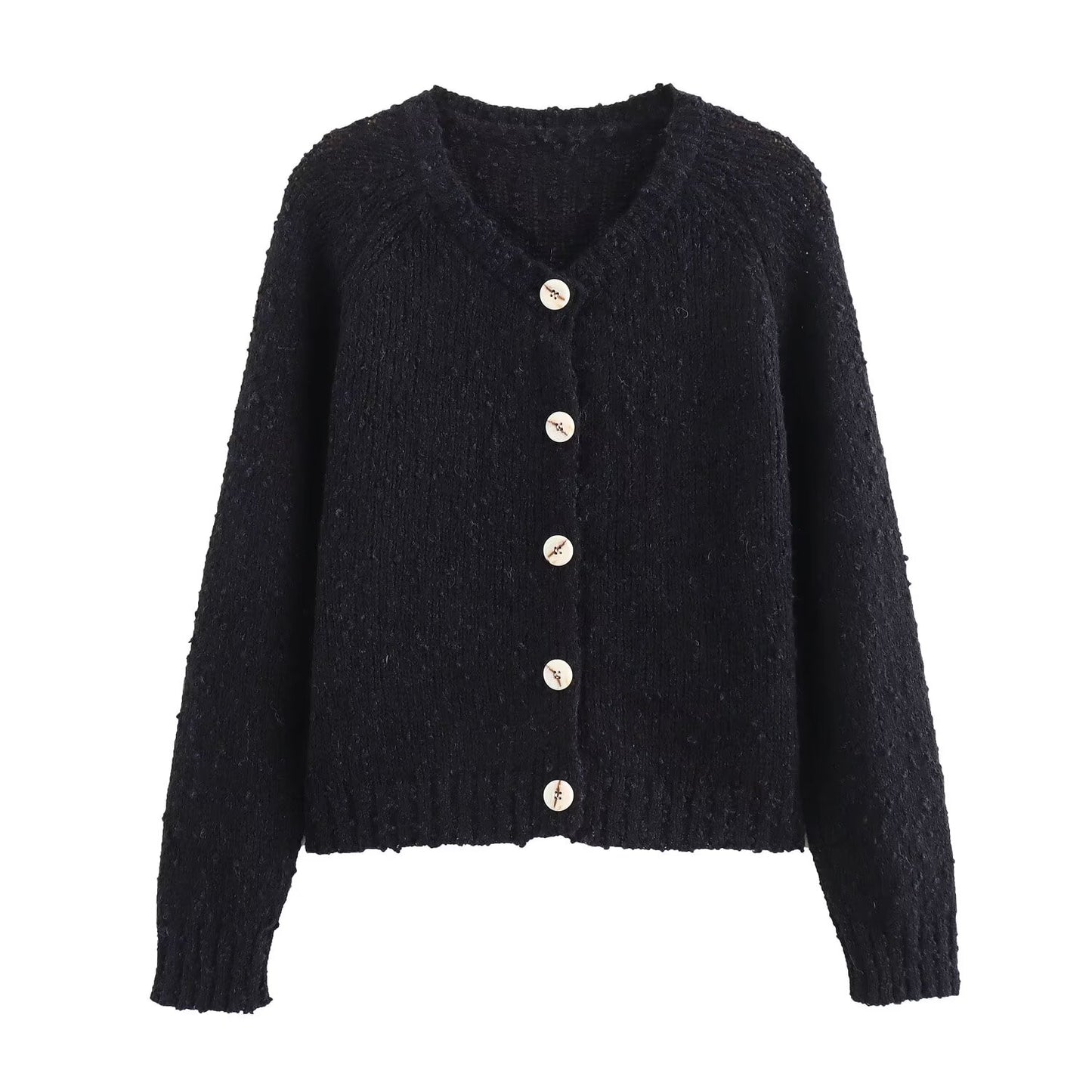 Manteau cardigan à manches longues en tricot à pois vieillis et à la mode pour femmes