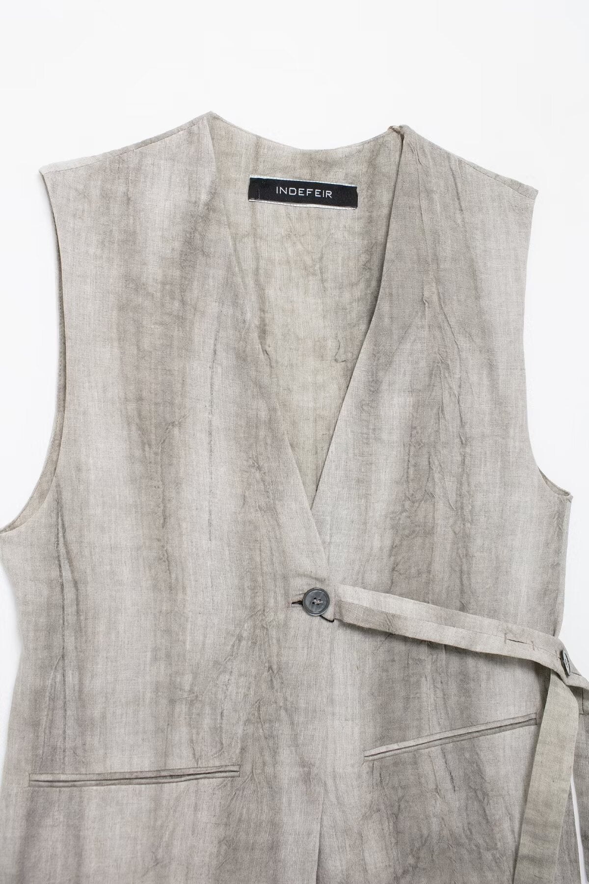 Autumn Cotton Linen Blazer Vest Coat Old Money Retro British High Grade Slim Sleeveless Cardigan