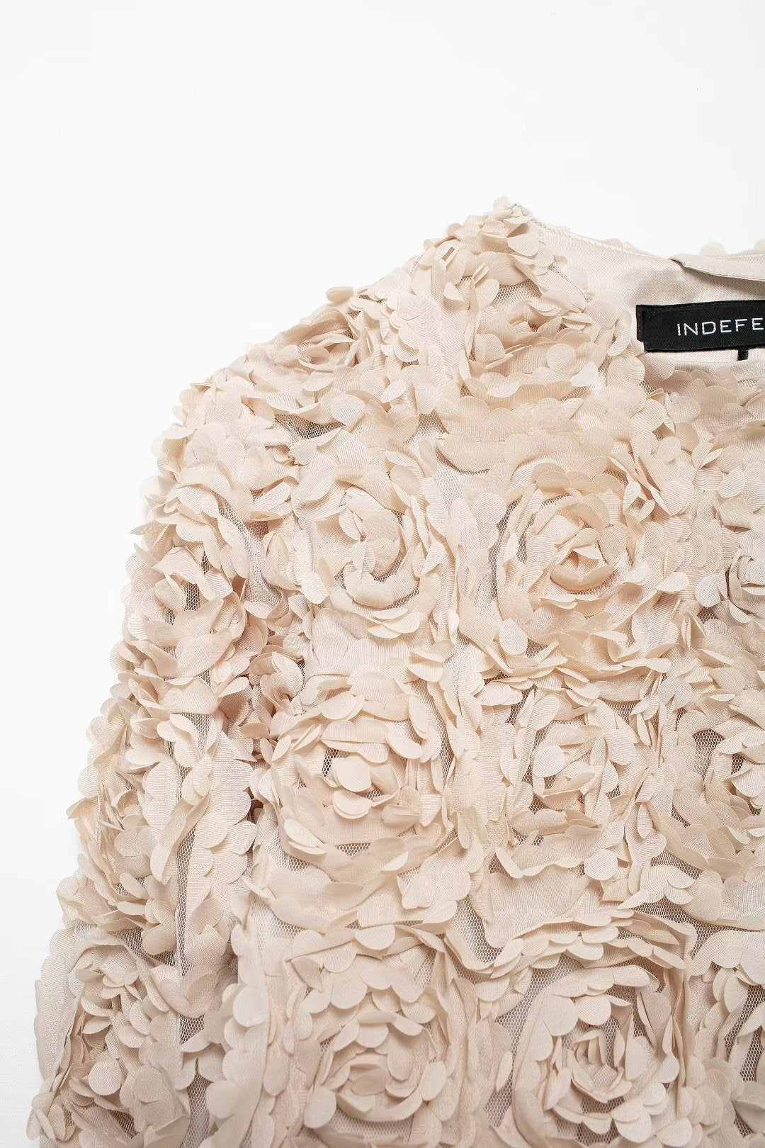 Chaqueta corta con textura personalizada y diseño floral para mujer Otoño Invierno