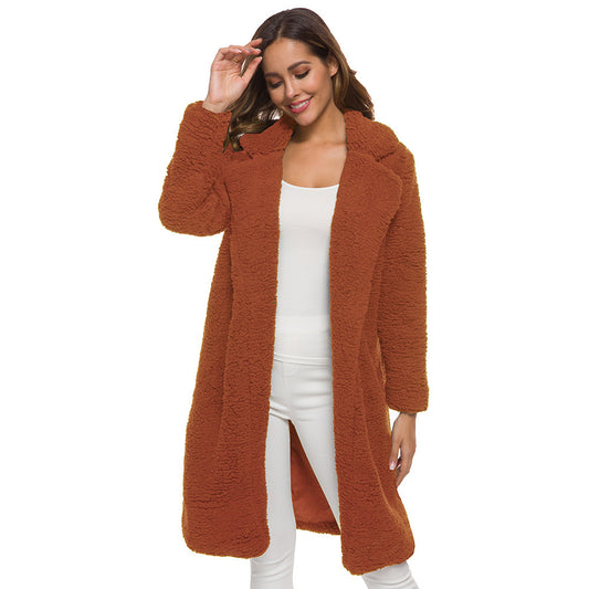 Manteau de vêtements pour femmes, manteau Long en peluche, manteau décontracté