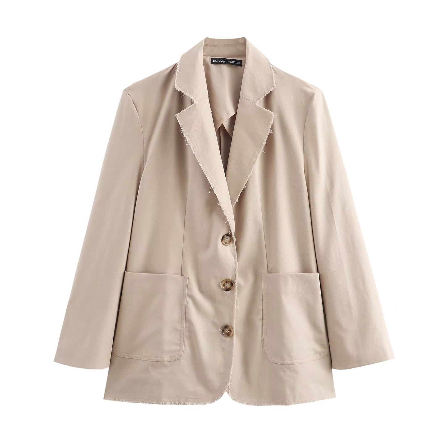 Blazer holgado de mezcla de lino para mujer de otoño