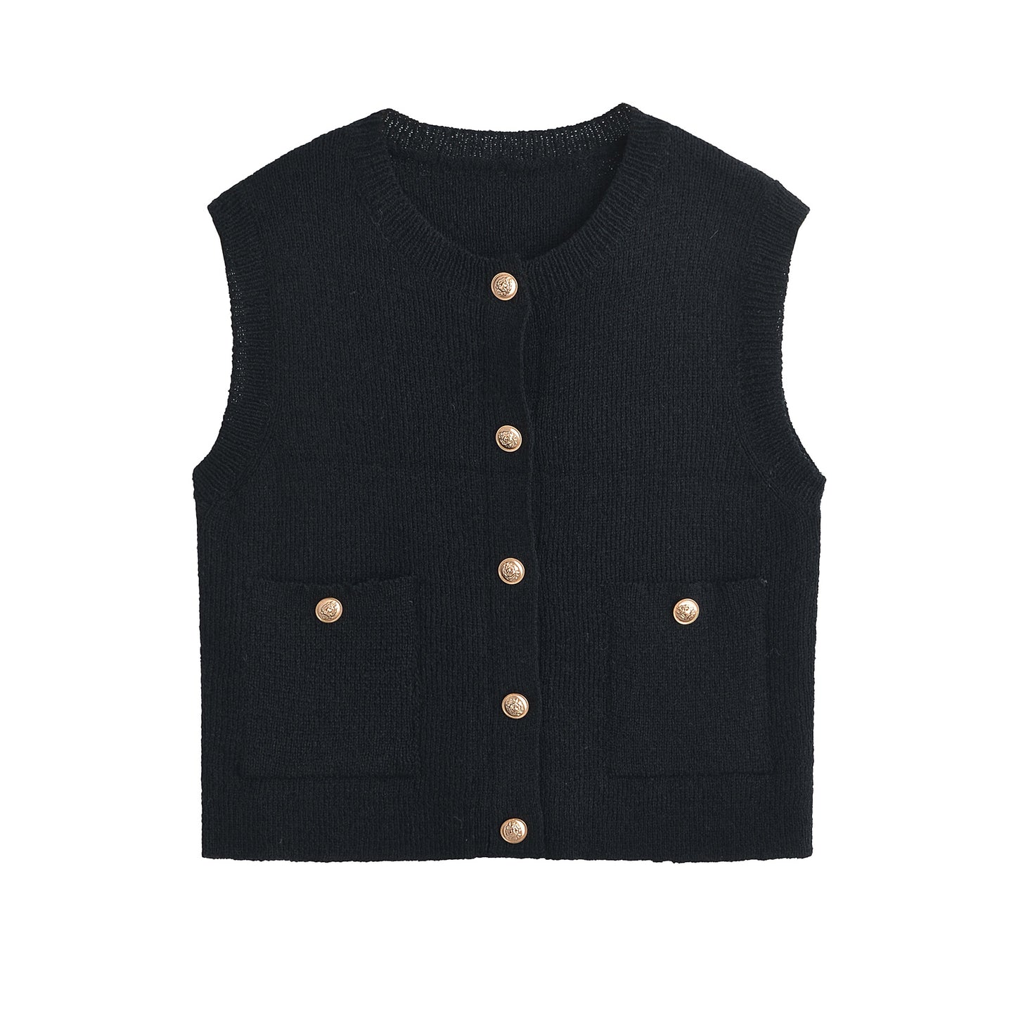 Gilet tricoté simple et élégant non décoratif pour femme, vêtement d'automne