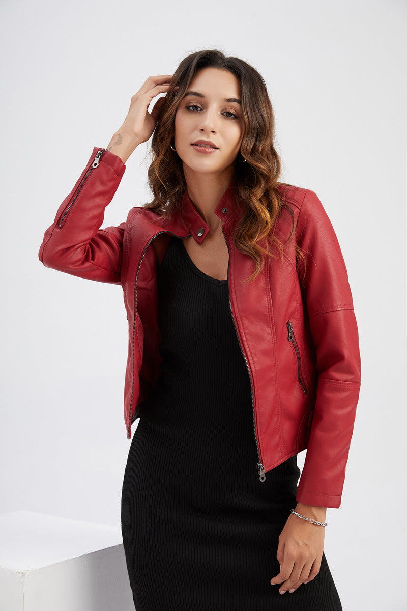 Veste courte de couleur unie pour femme automne et hiver