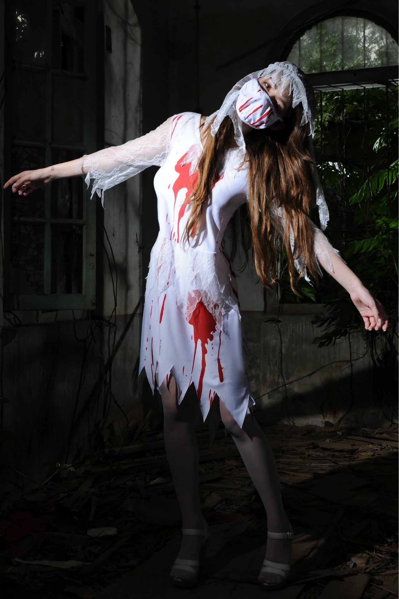 Halloween Horror Bloody Doctor Bloody Nurse Spiritual Love Ghost Festival Party Wear Ghost Nurse