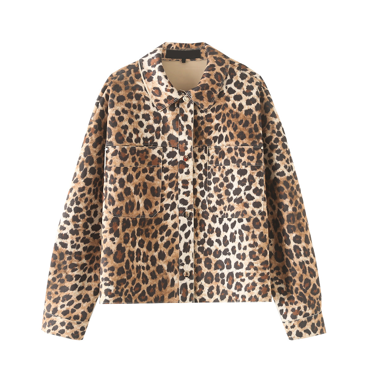 Chaqueta de ante con textura y estampado de leopardo para mujer de otoño