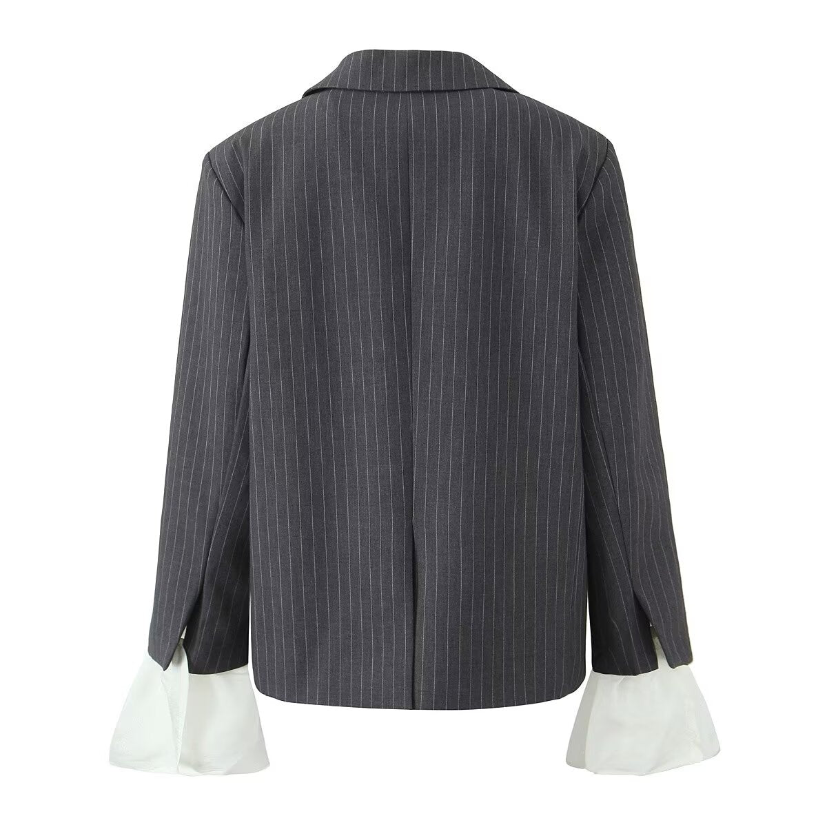 Autumn Detachable Stitching Sleeves Striped Blazer