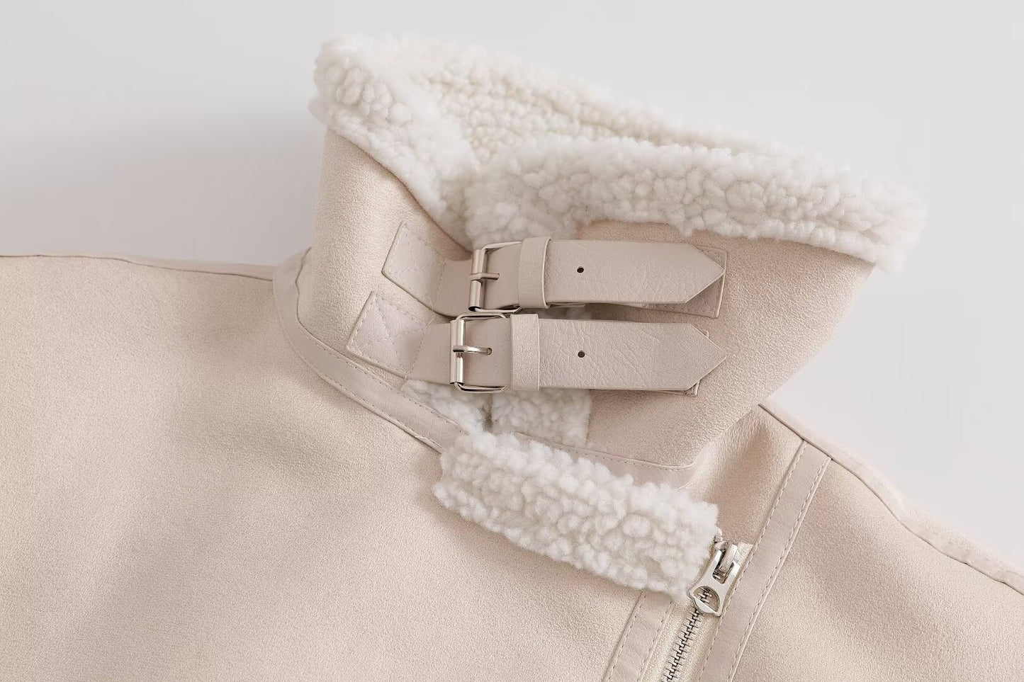 Cotton Padded Coat Warm Autumn Double Sided Coat Fur Made Jacket Thickened Women White