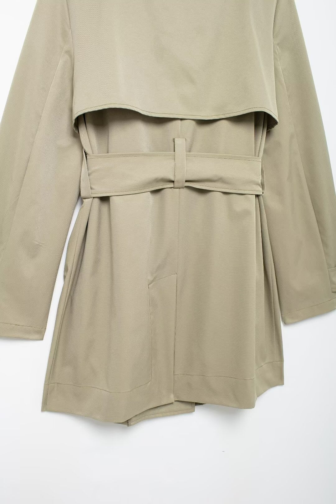 Trench-Coat Femme Automne Élégant Sexy Col Croisé Double Boutonnage Taille Serrée Mi-Longueur Facile À Assortir Manteau