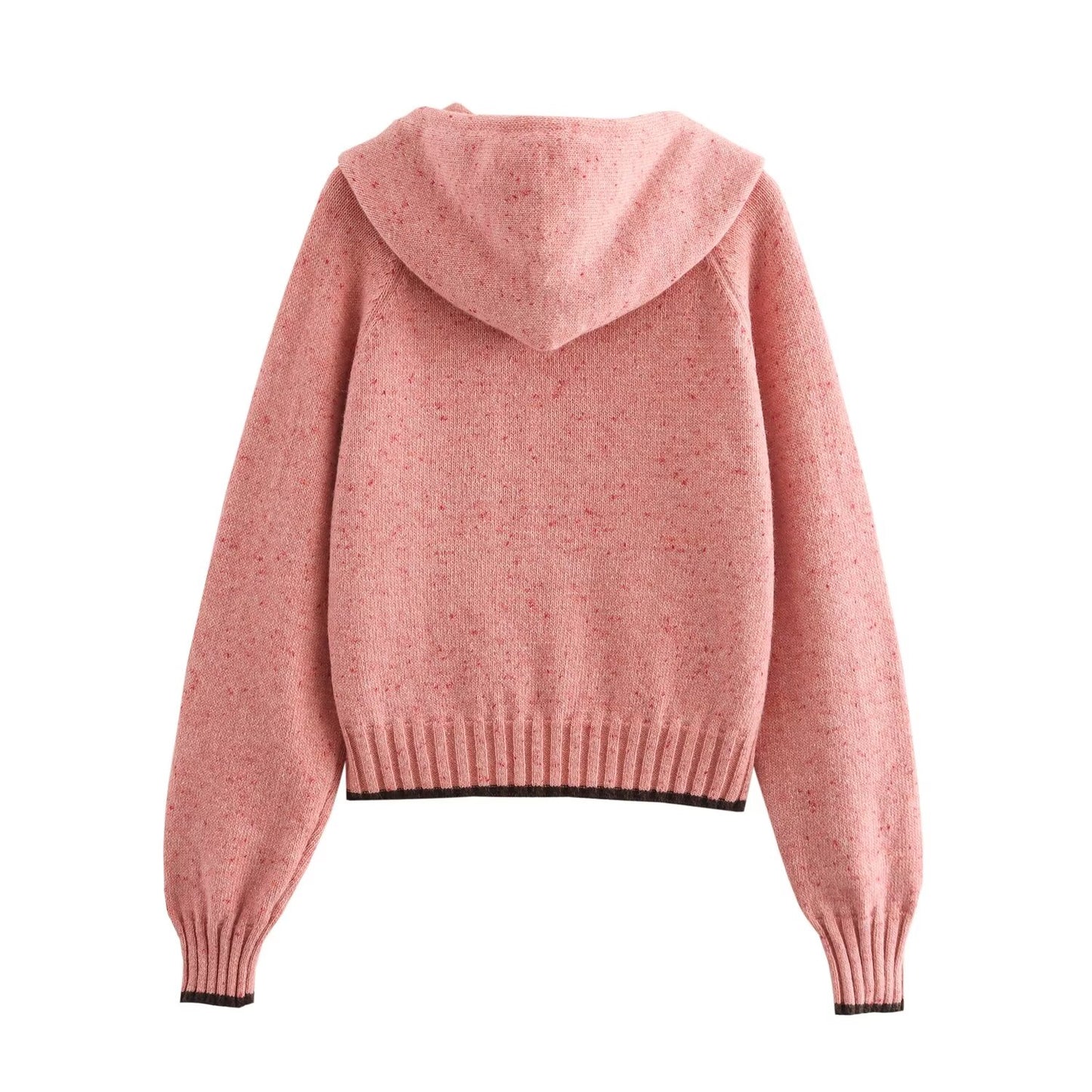 Vêtements pour femmes automne hiver pois jacquard à capuche contraste de couleur lâche décontracté pull tricoté cardigan