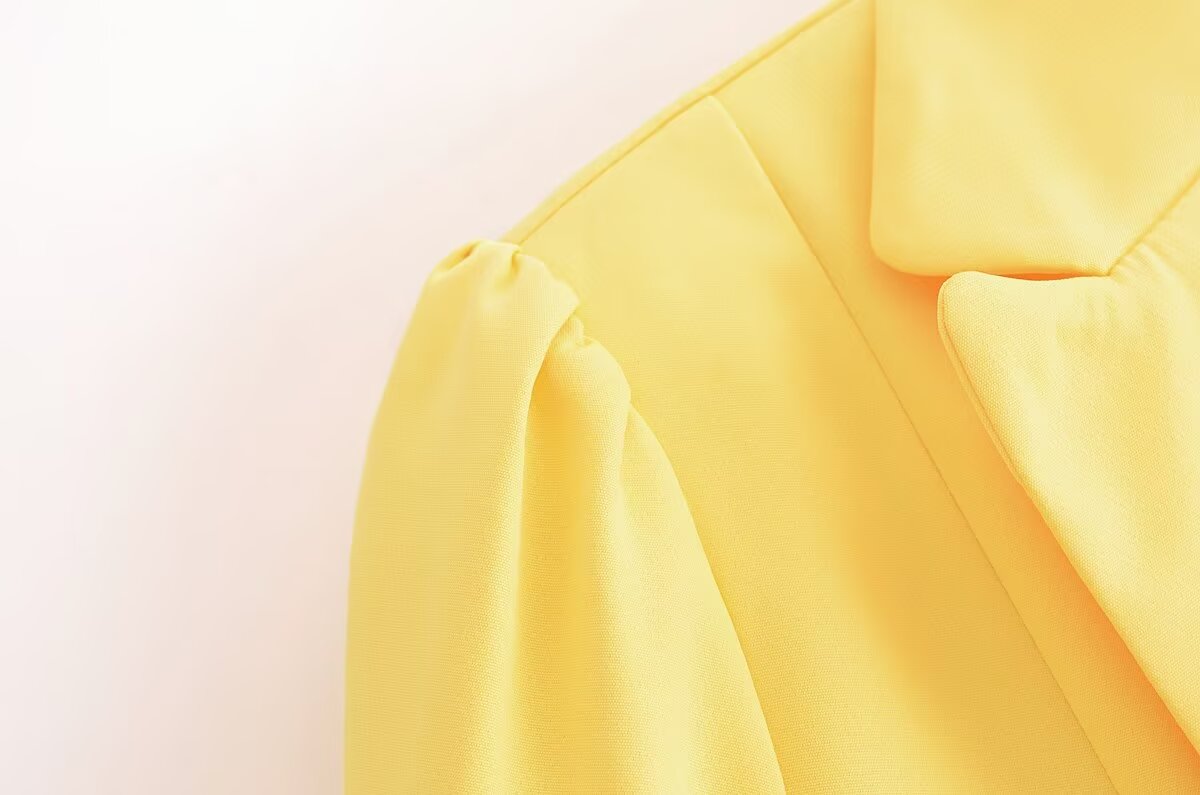 Vêtements d'automne pour femmes Blazer jaune vif élégant simple et ajusté