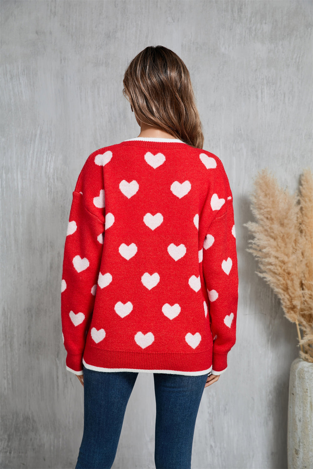 Winter Love Sweater Festival Contrast Color Long Sleeves Oversized Knit Sweater