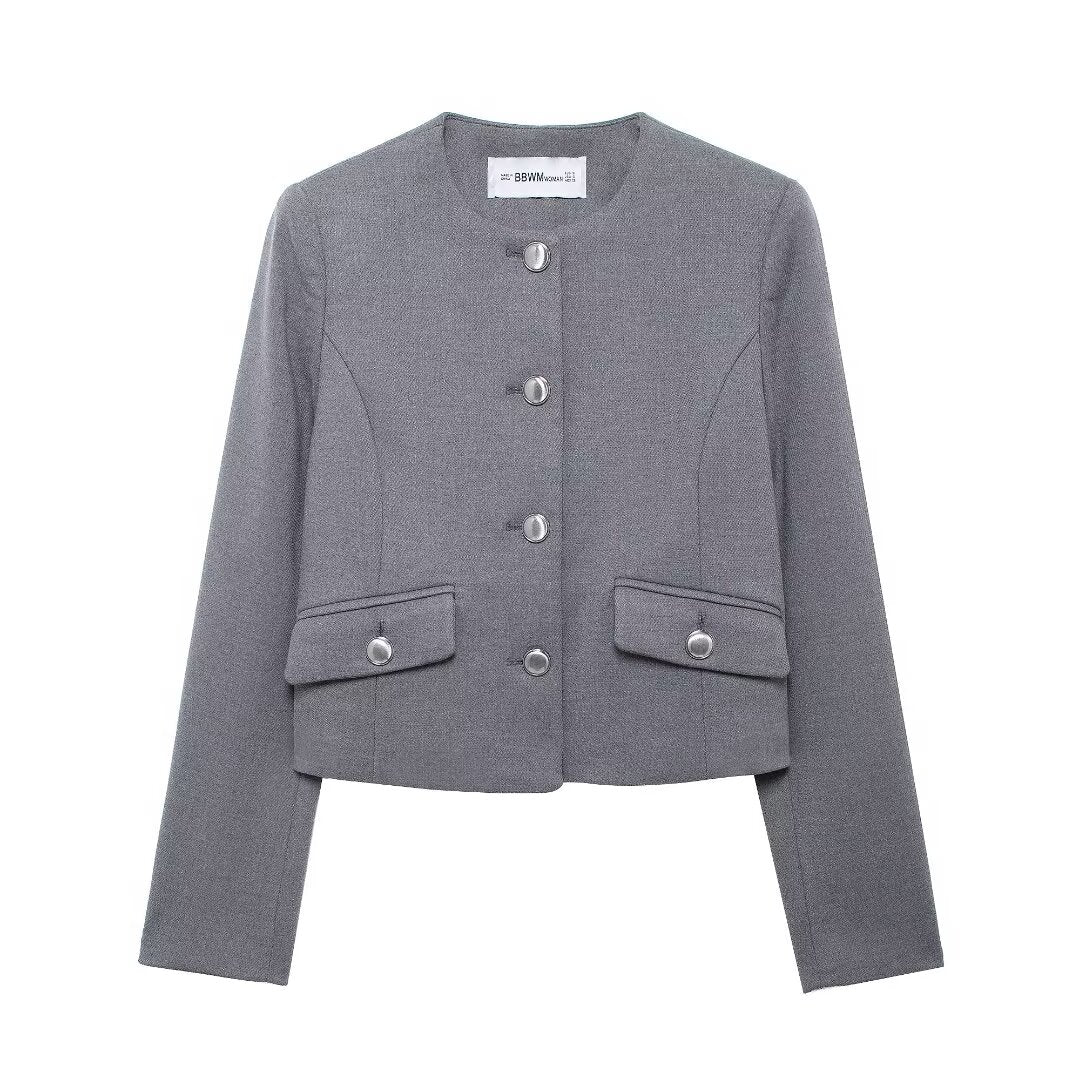 Autumn Metal Button Women Casual Coat