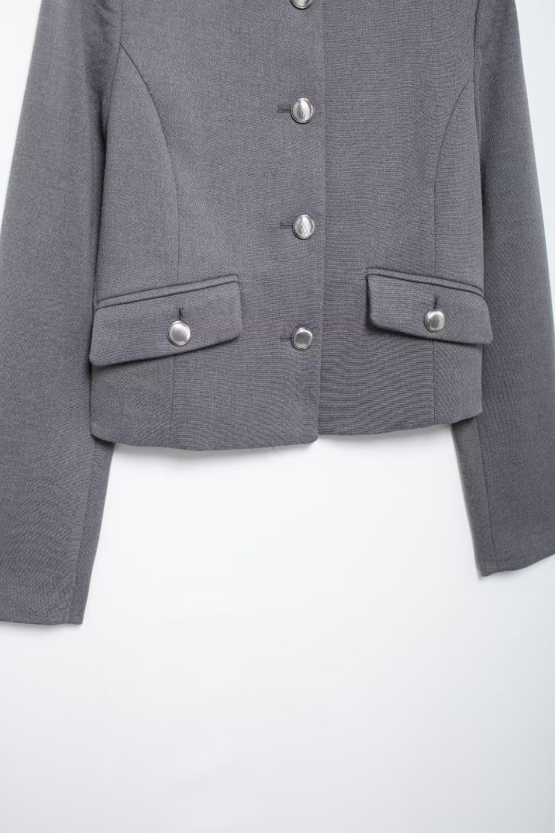 Manteau décontracté pour femme avec boutons en métal pour l'automne