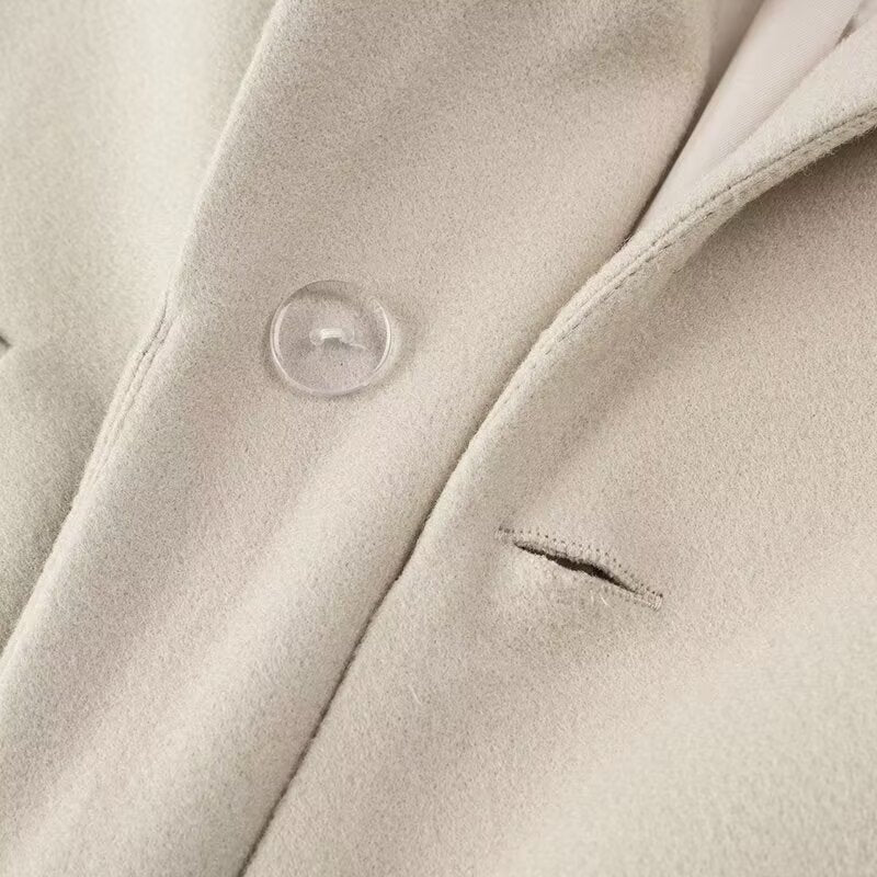 Women Clothing Loose Fitting Tassel Woolen Overcoat Coat