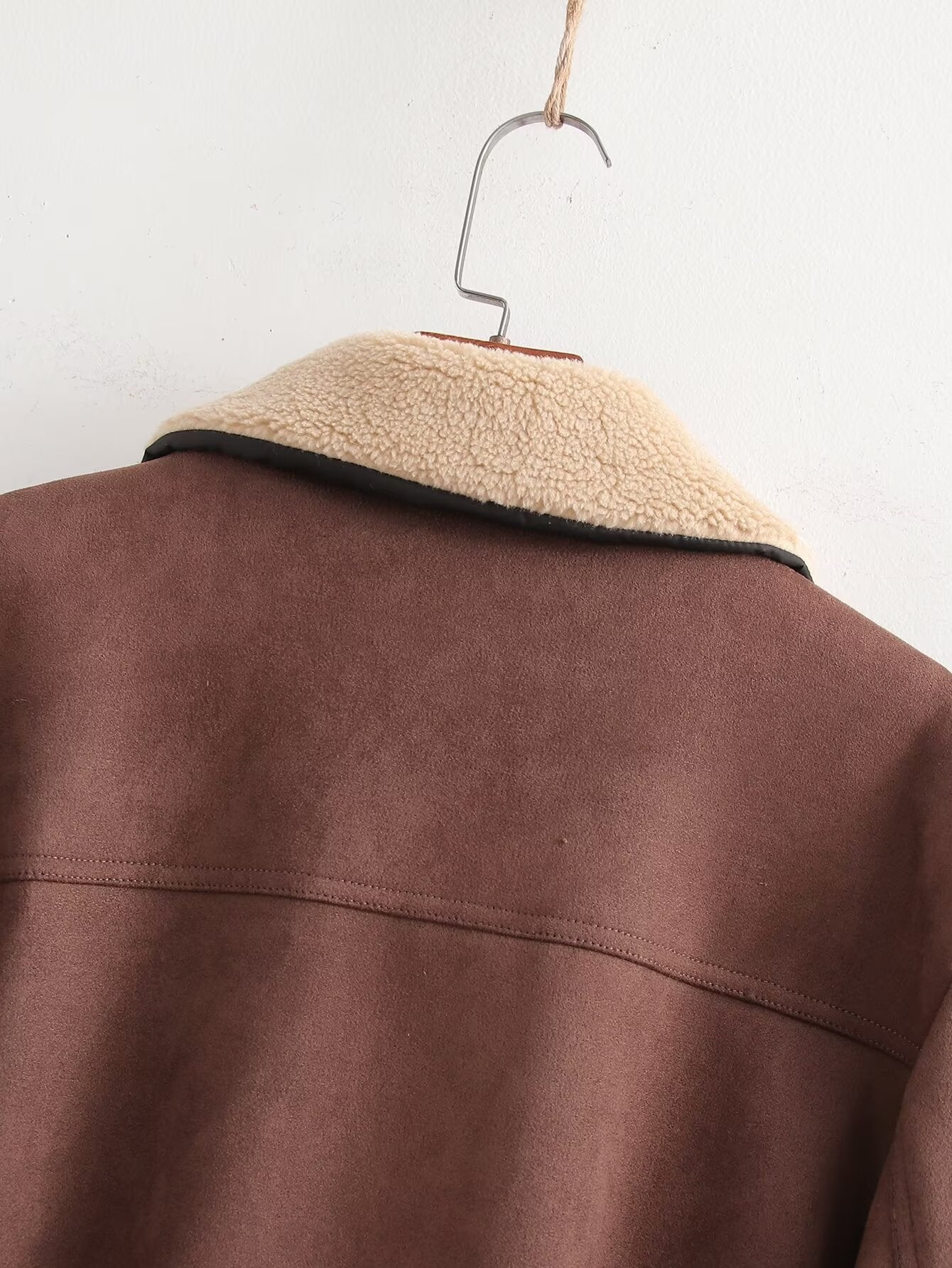 Chaqueta de moto gruesa con cuello polo para mujer, ropa de calle para otoño e invierno