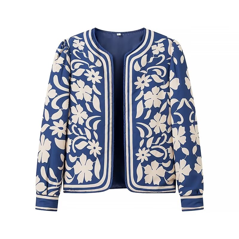 Autumn Graceful Personality Retro Minority Printed Cotton Padded Jacket Jacket Coat