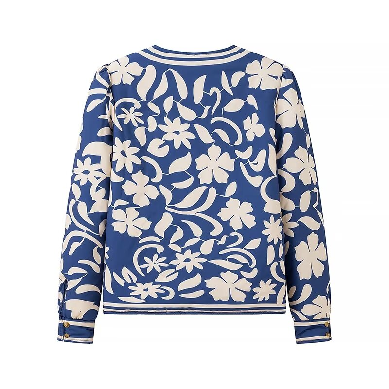 Chaqueta acolchada de algodón con estampado retro de minorías con personalidad elegante de otoño