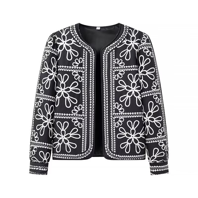 Autumn Graceful Personality Retro Minority Printed Cotton Padded Jacket Jacket Coat