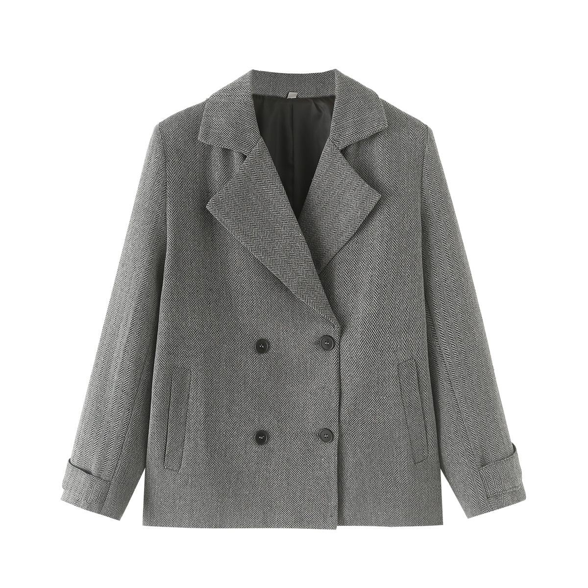 Blazer de espiga oblicua para mujer de otoño