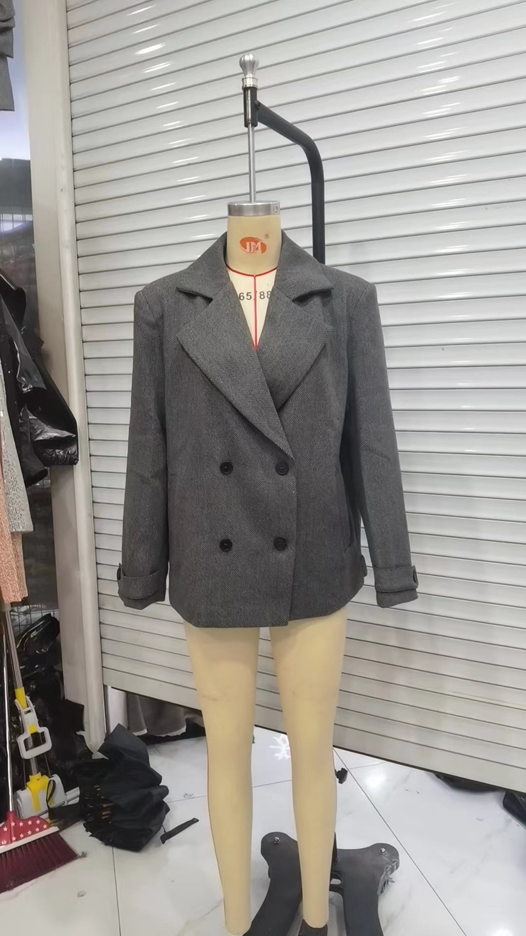 Blazer de espiga oblicua para mujer de otoño