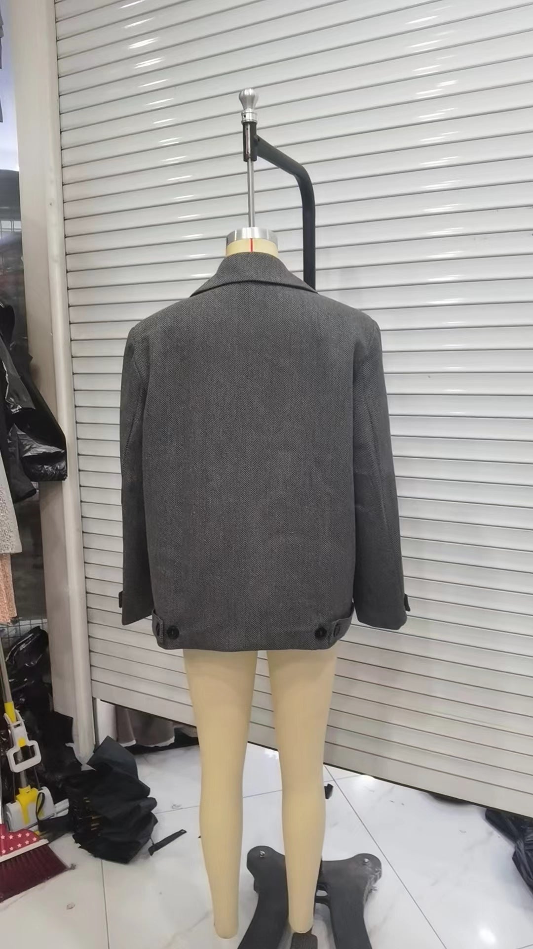 Blazer de espiga oblicua para mujer de otoño