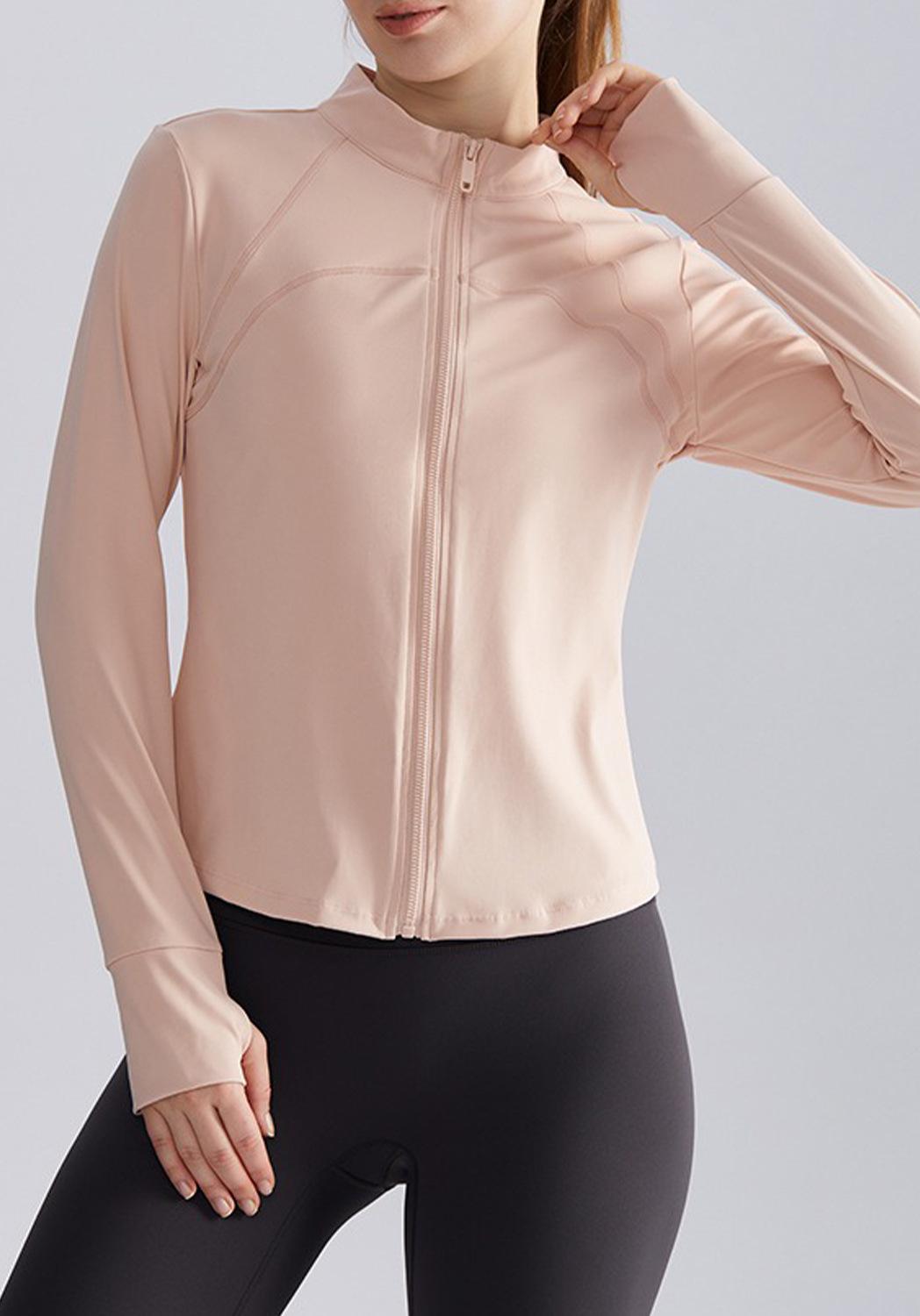 Ropa de yoga Abrigo con cremallera para mujer, corte ajustado, cuello alto, ceñido, para fitness, correr, deportes, abrigo de yoga, otoño