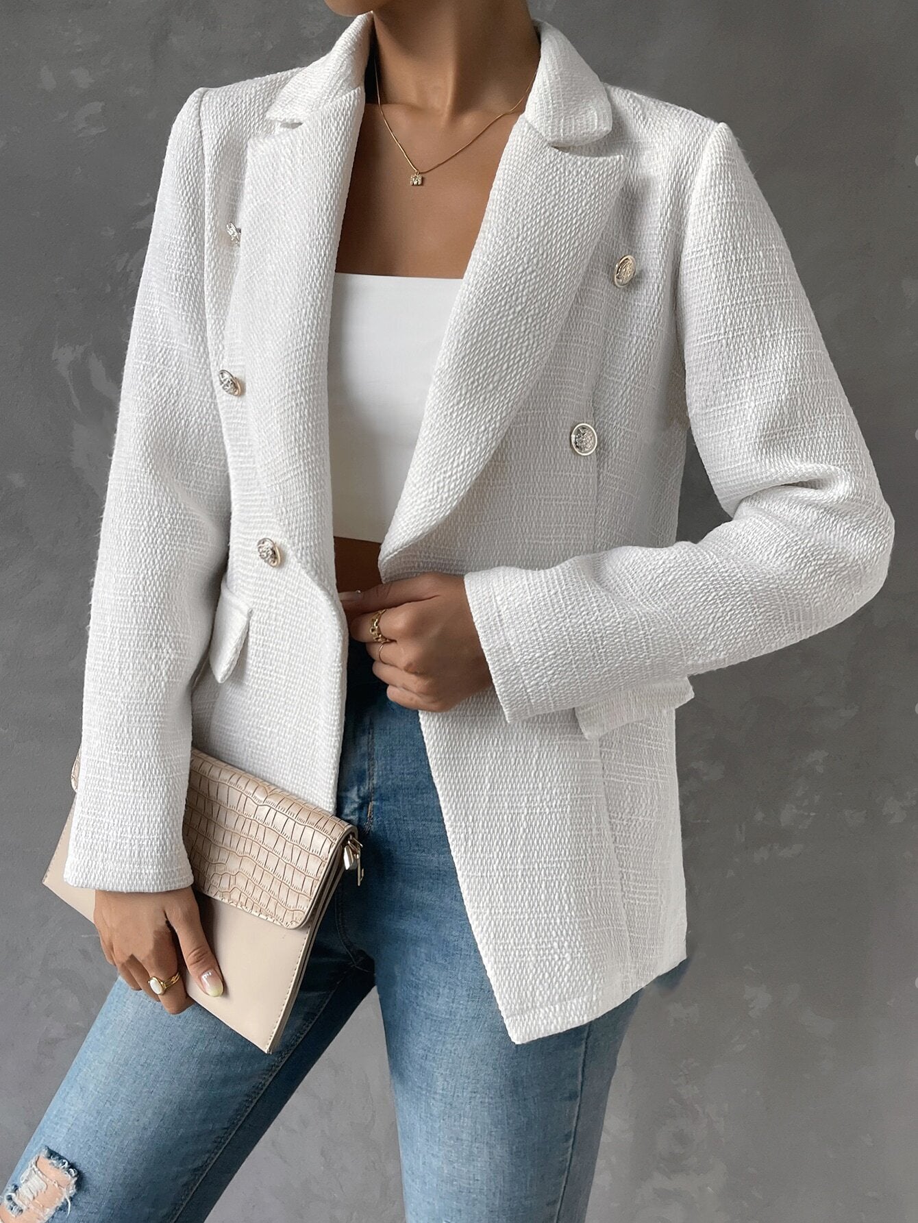 Blazer élégant slim fit à carreaux pour femme, automne-hiver, pour petite entreprise