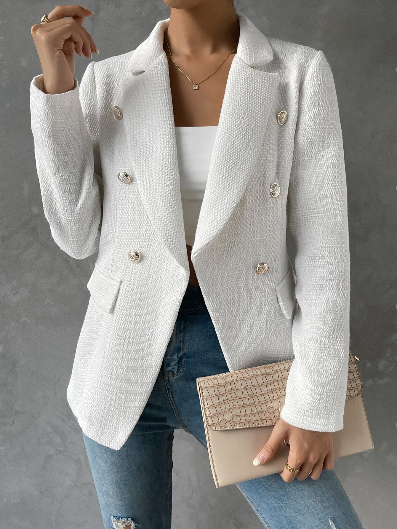 Blazer élégant slim fit à carreaux pour femme, automne-hiver, pour petite entreprise