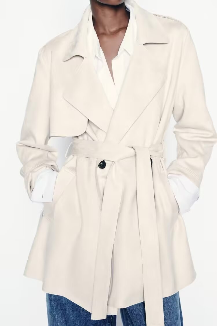 Trench-coat à effet texturé en daim simple et tendance pour femme