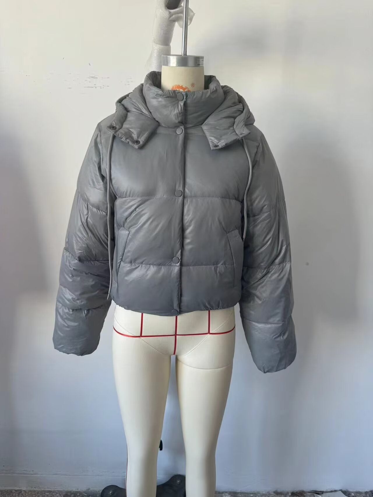 Chaqueta corta de algodón con capucha para mujer, estilo urbano, para otoño e invierno