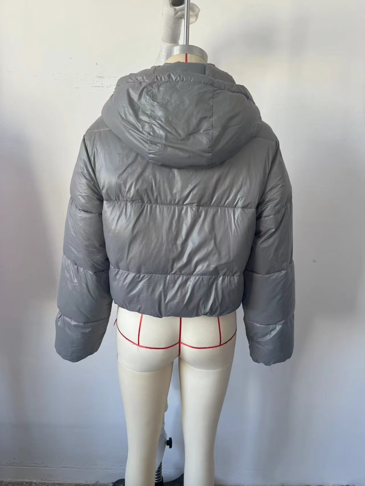 Chaqueta corta de algodón con capucha para mujer, estilo urbano, para otoño e invierno