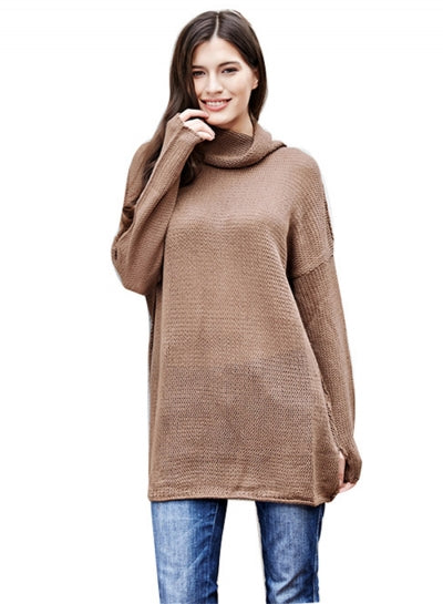 Autumn Winter Turtleneck Sweater Women Knitted Solid Color Office Women Knitwear Women