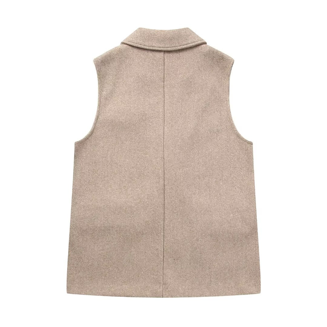 Gilet en daim croisé à la mode pour femme, vêtement d'automne, tempérament, assorti à tout