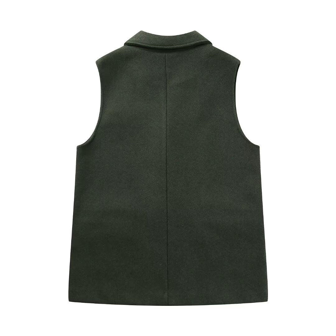 Gilet en daim croisé à la mode pour femme, vêtement d'automne, tempérament, assorti à tout