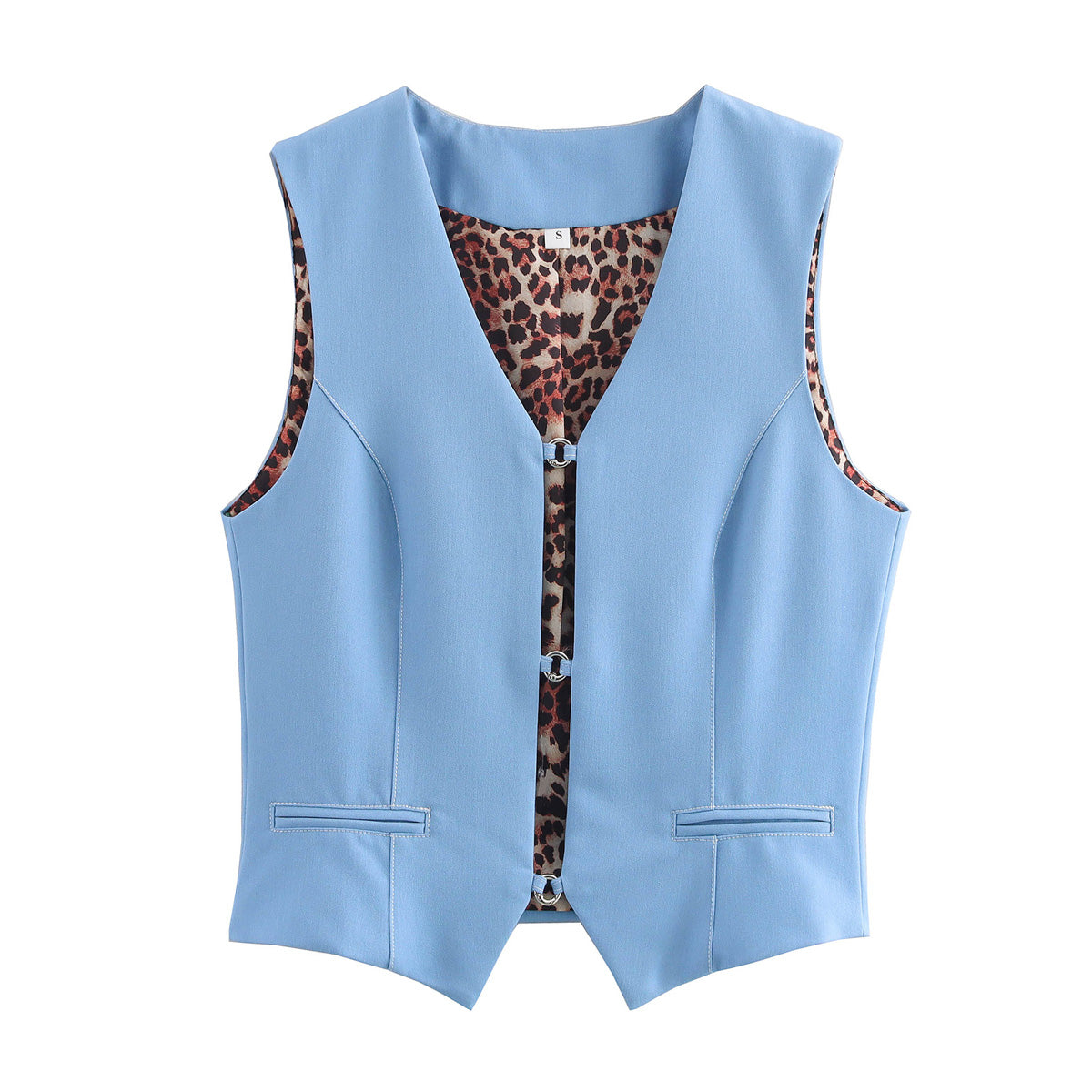 Gilet en denim extensible bicolore pour femme d'automne