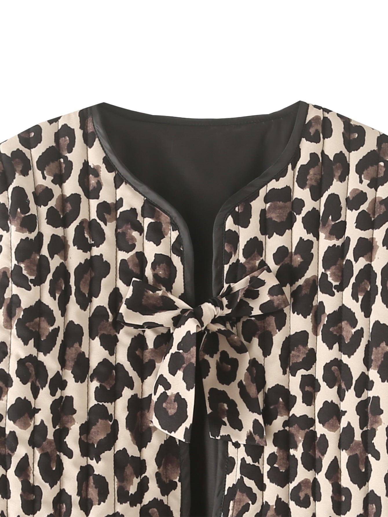 Ropa de mujer de otoño Chaqueta de algodón con estampado de leopardo y dos encajes Abrigo acolchado de algodón