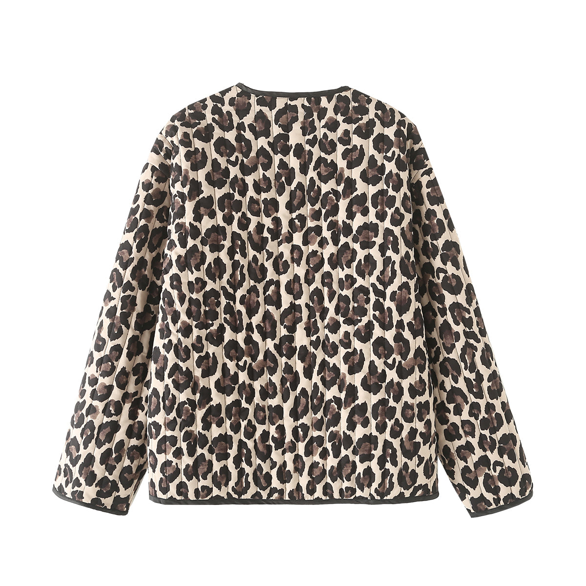 Ropa de mujer de otoño Chaqueta de algodón con estampado de leopardo y dos encajes Abrigo acolchado de algodón