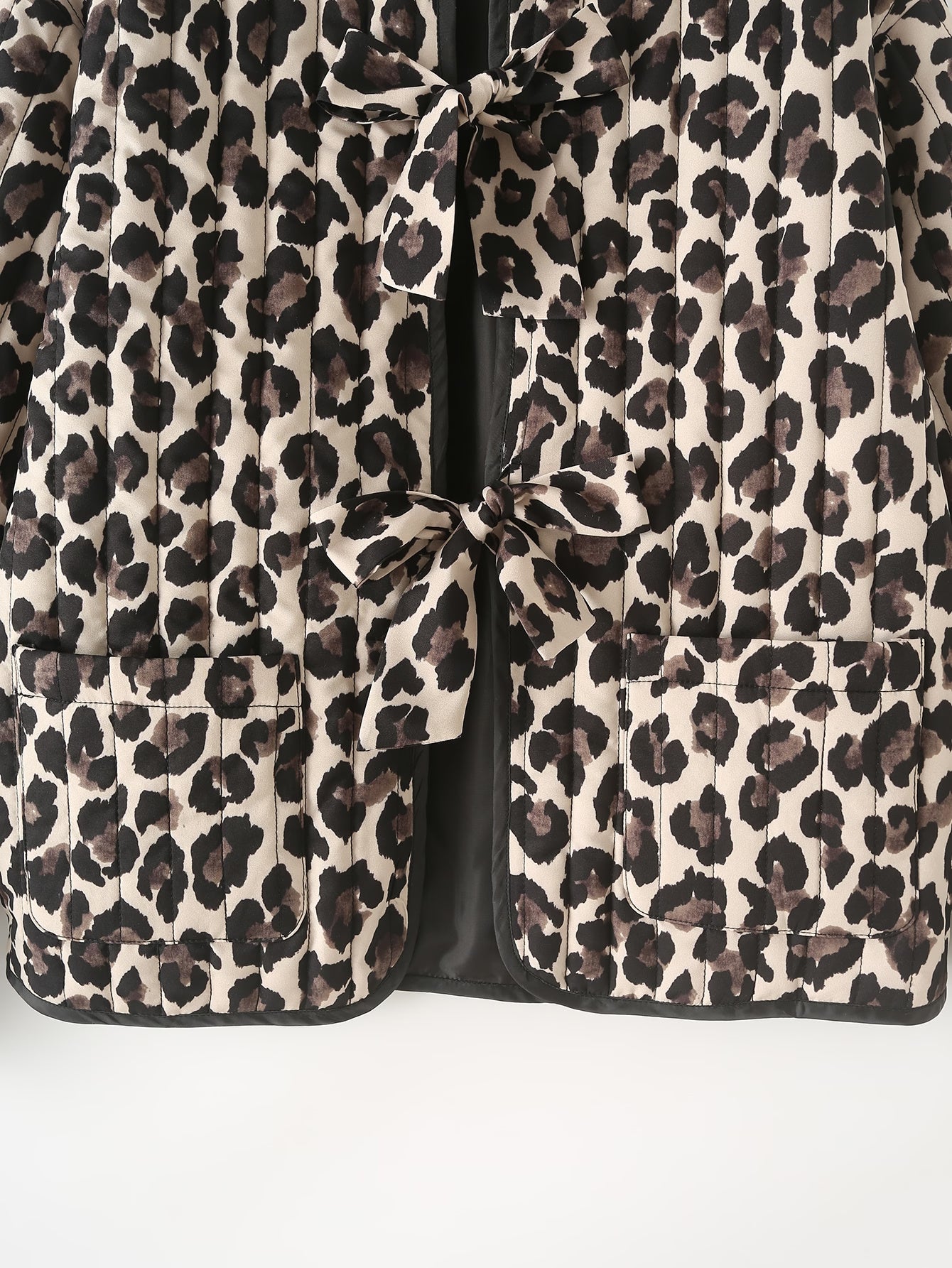 Ropa de mujer de otoño Chaqueta de algodón con estampado de leopardo y dos encajes Abrigo acolchado de algodón