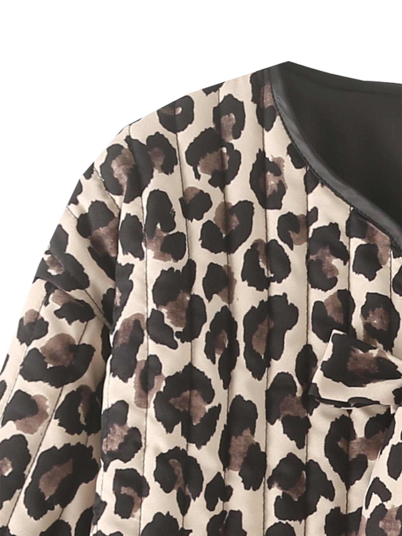 Ropa de mujer de otoño Chaqueta de algodón con estampado de leopardo y dos encajes Abrigo acolchado de algodón