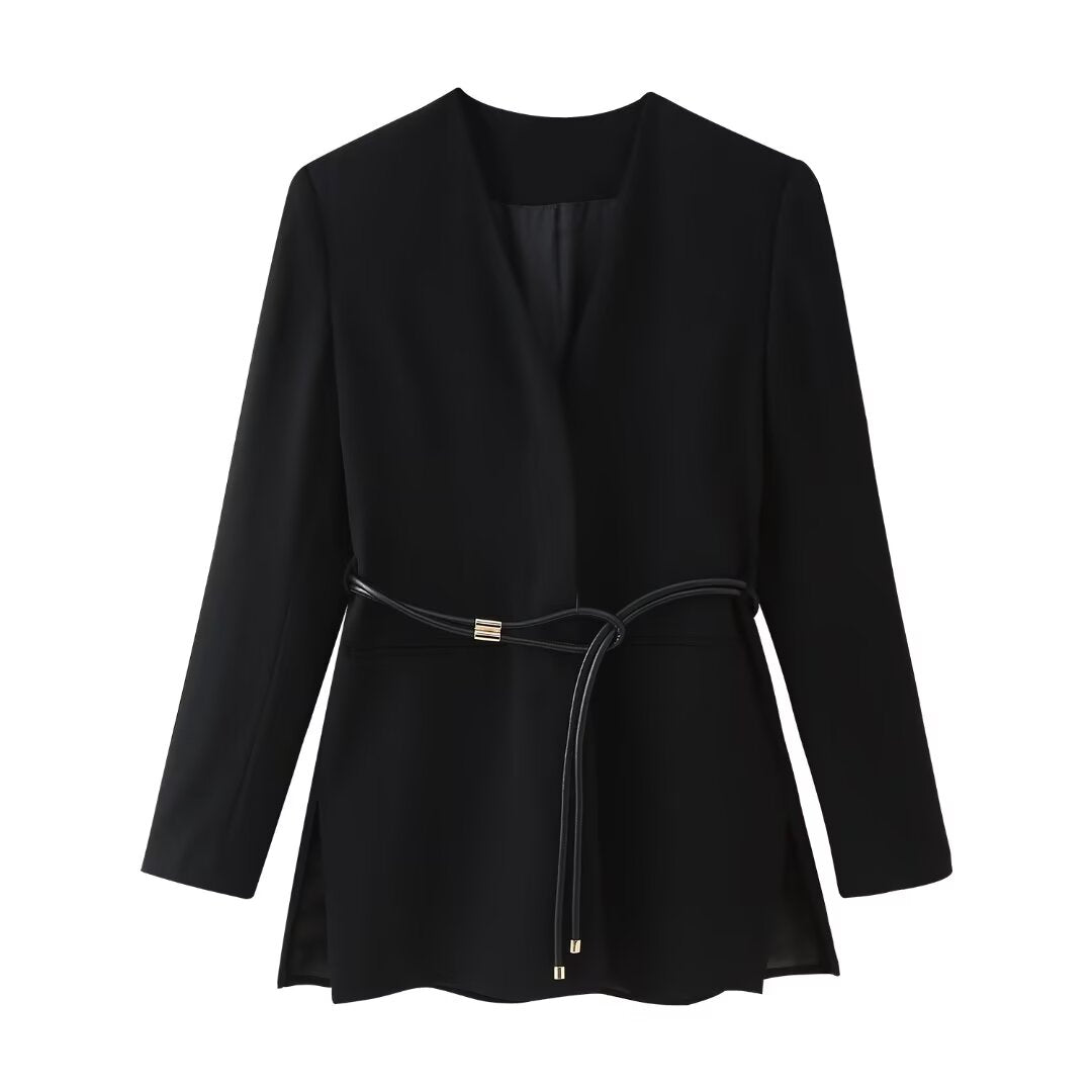 Ensembles de vêtements d'automne pour femmes avec ceinture et blazer