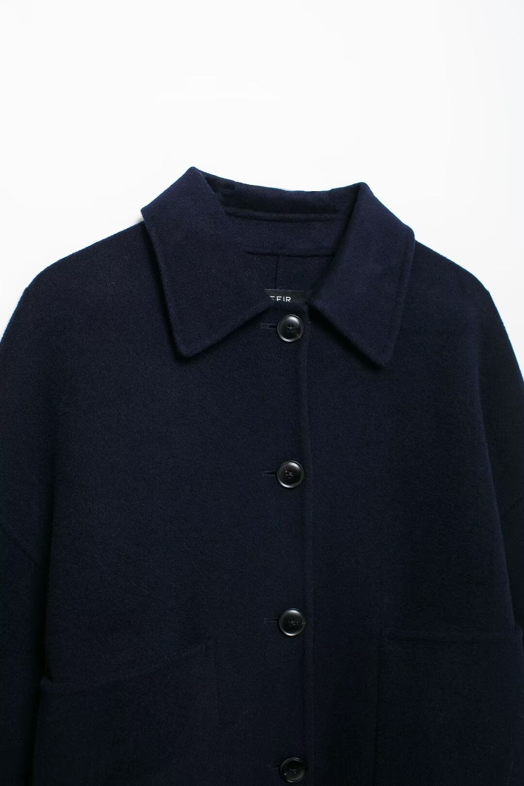 Manteau en laine à col polo de couleur unie pour femme, vêtement d'automne et d'hiver