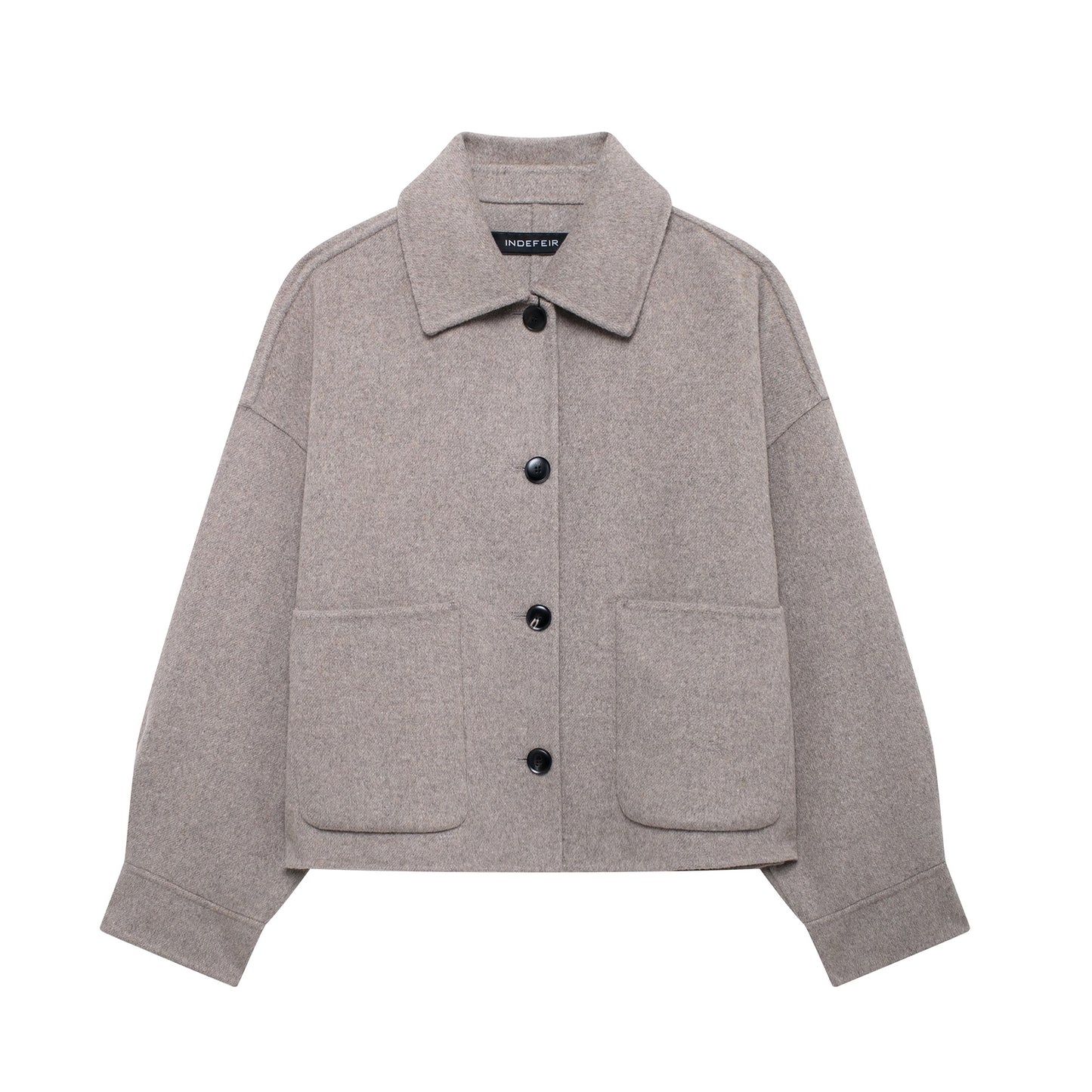 Manteau en laine à col polo de couleur unie pour femme, vêtement d'automne et d'hiver