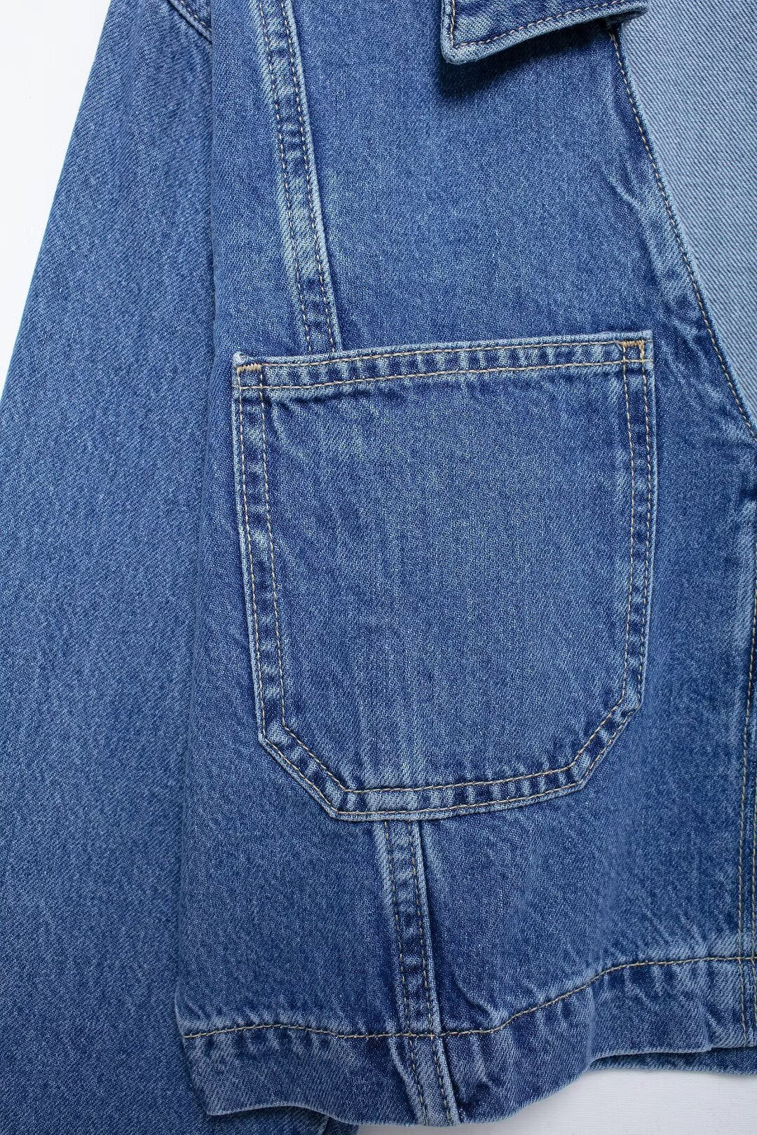 Chemise en jean courte décontractée pour femme, vêtement d'automne et d'hiver