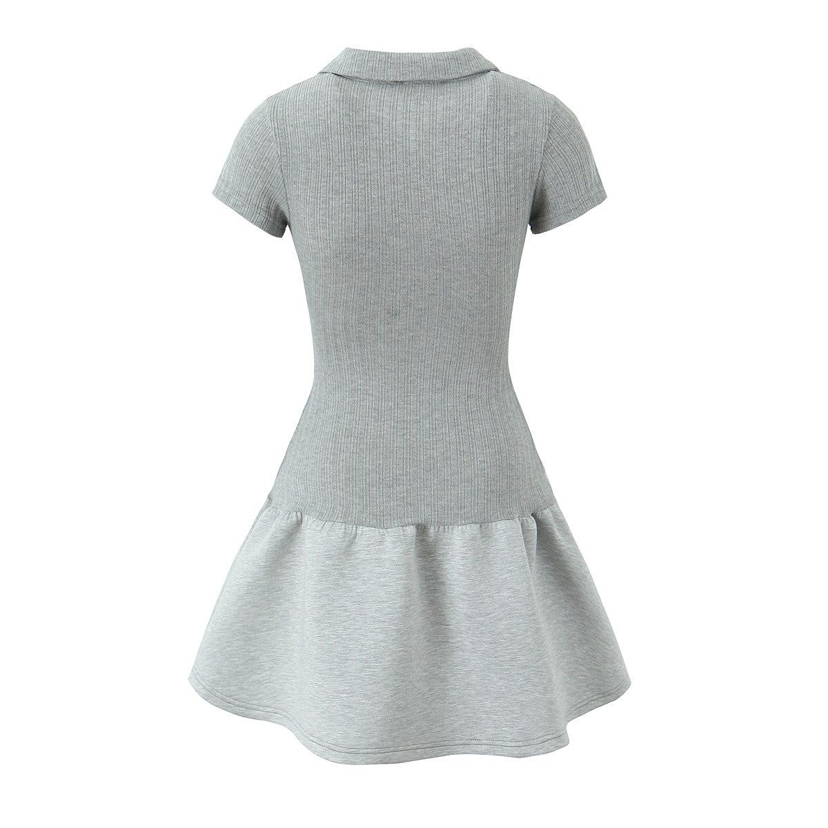 Early Autumn Women Clothing Simple Knitted Stitching Short Sleeve Dress