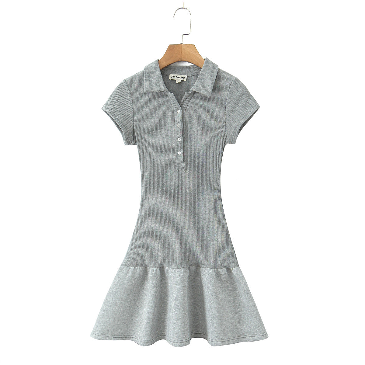 Early Autumn Women Clothing Simple Knitted Stitching Short Sleeve Dress