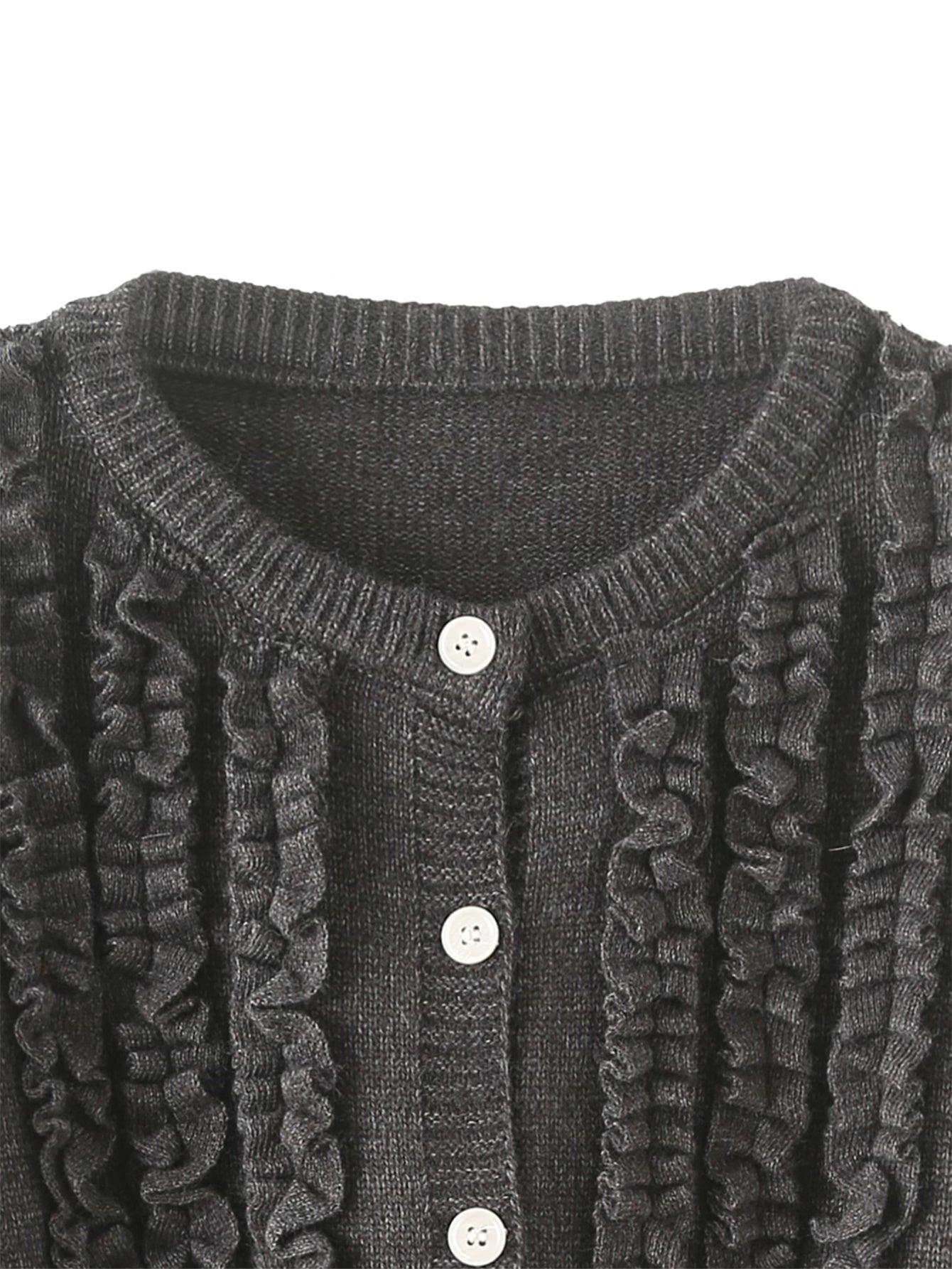 Les femmes portent un manteau cardigan tricoté en coton à dentelle ondulée simple