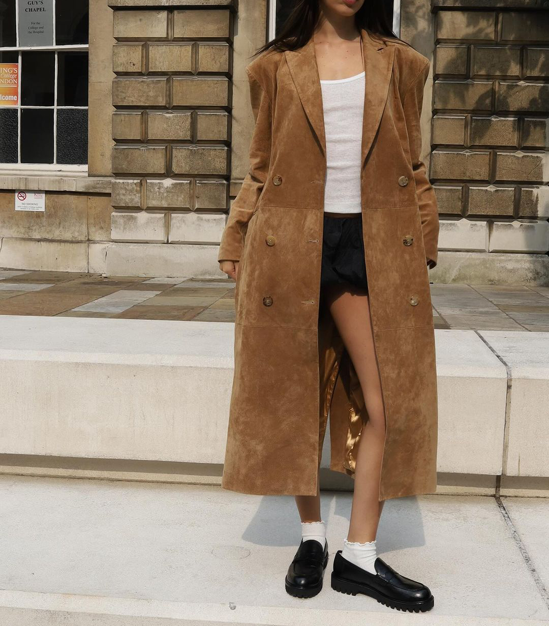 Trench-coat long en daim pour femme, vêtement d'automne et d'hiver élégant et à la mode