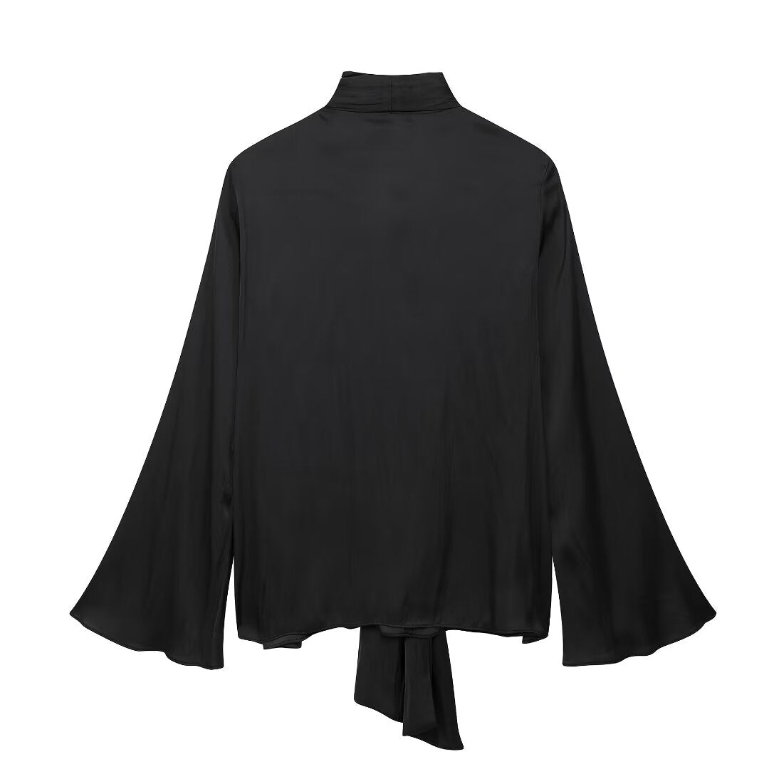 Chemise d'automne décontractée élégante et gracieuse avec nœud papillon pour femme