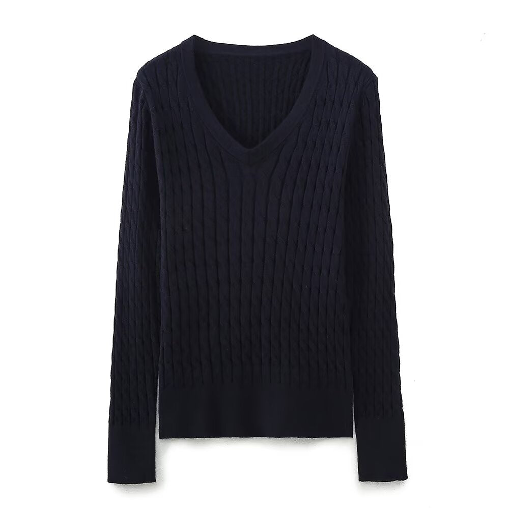 Autumn Office Twist Weave Japanese Knitwear Minimalist Sweater for Women