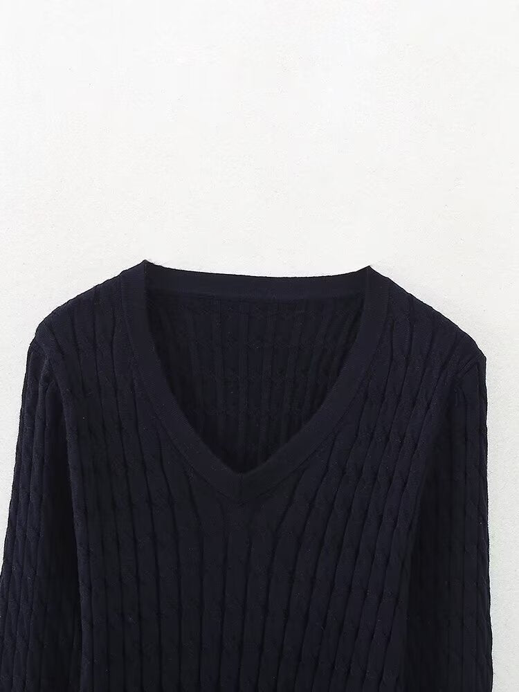 Autumn Office Twist Weave Japanese Knitwear Minimalist Sweater for Women